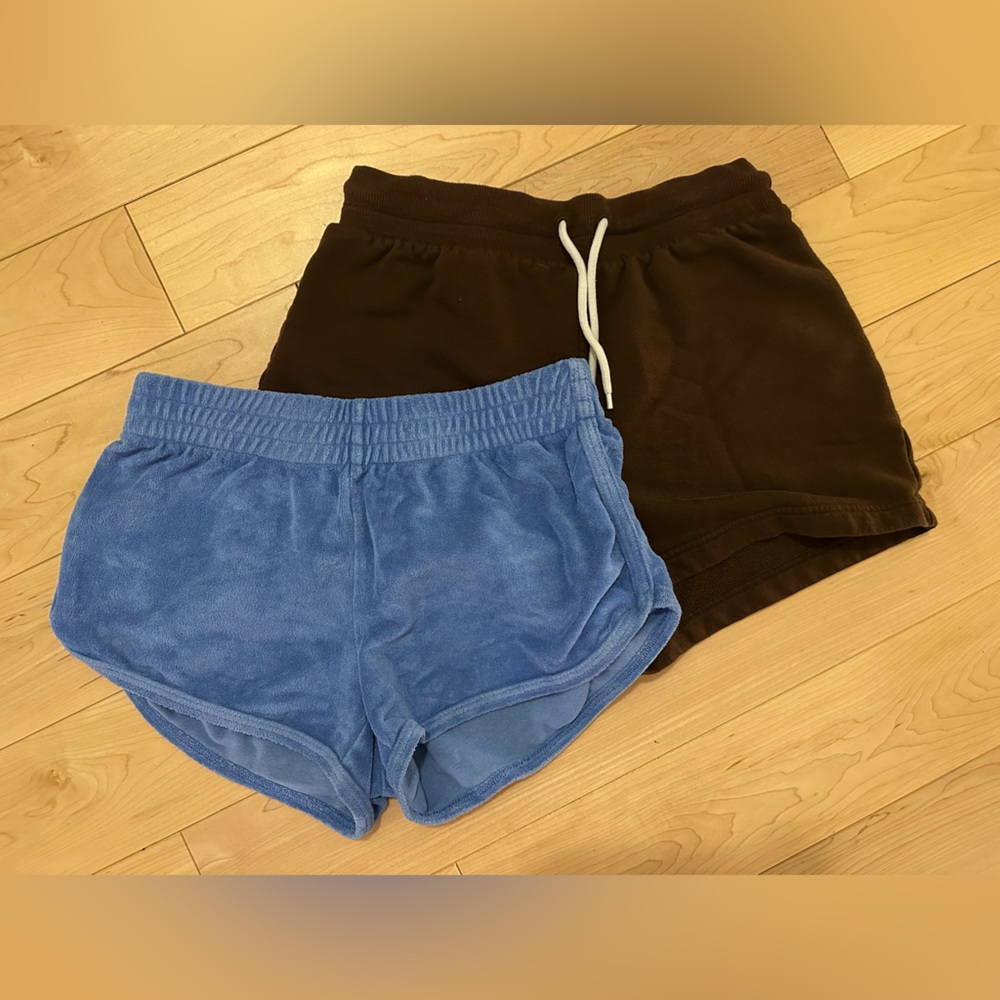 Aritzia Bundle TNA Terry Towel Blue Shorts and Sunday Best Brown Shorts (S)